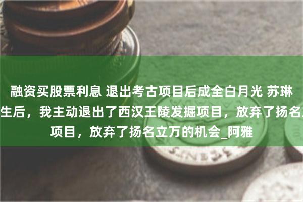 融资买股票利息 退出考古项目后成全白月光 苏琳琅江博文林雅 重生后，我主动退出了西汉王陵发掘项目，放弃了扬名立万的机会_阿雅